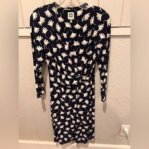 Anne Klein Elegant Navy and White Floral Dress